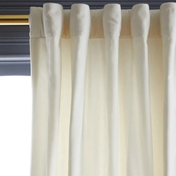 NWT/NWOT QUINCE Set Of 2 48x84 Cotton Velvet Curtains Ivory 7824 - Picture 4 of 10